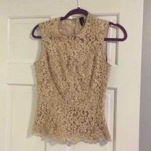 Guess by Marciano nude lace peplum top